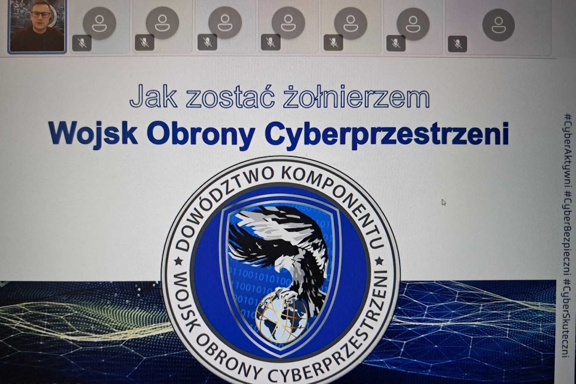 Zrzut ekranu z webinaru z przedstawicielem Wojsk Obrony Cyberprzestrzeni